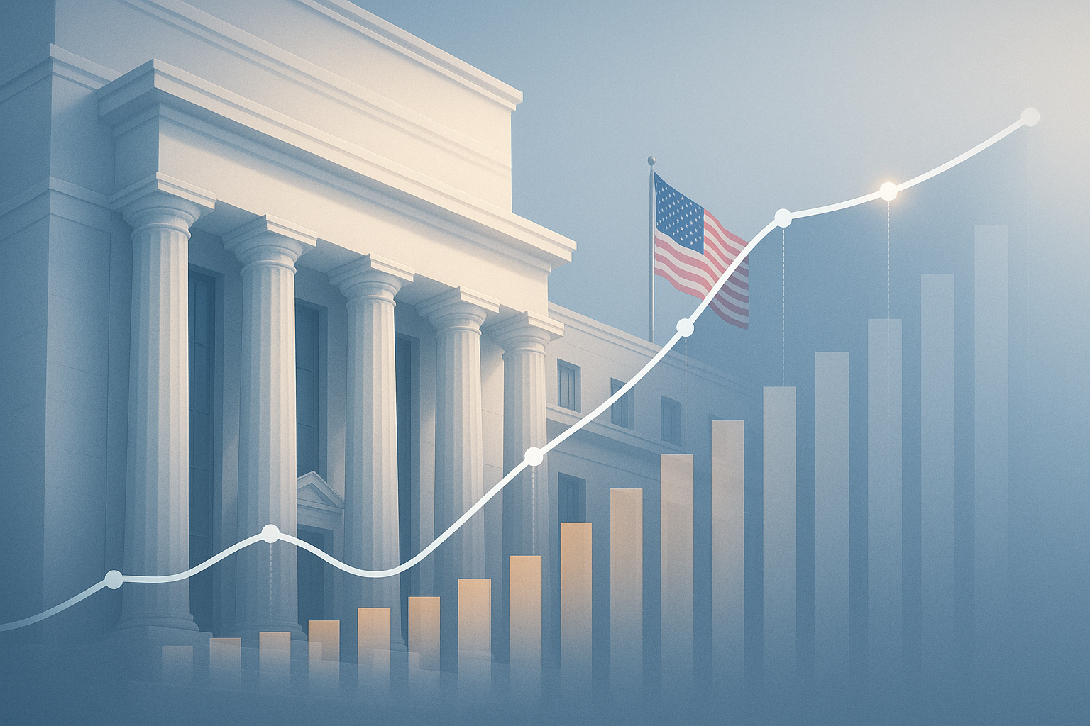 Visual representation of Federal Reserve signals potential pause on interest rate hikes amid slowing inflation