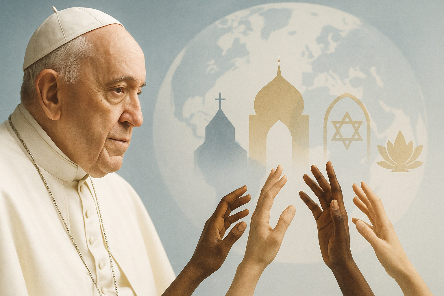 Visual representation of Pope Francis's recent call for global interfaith dialogue to promote peace amid rising conflicts