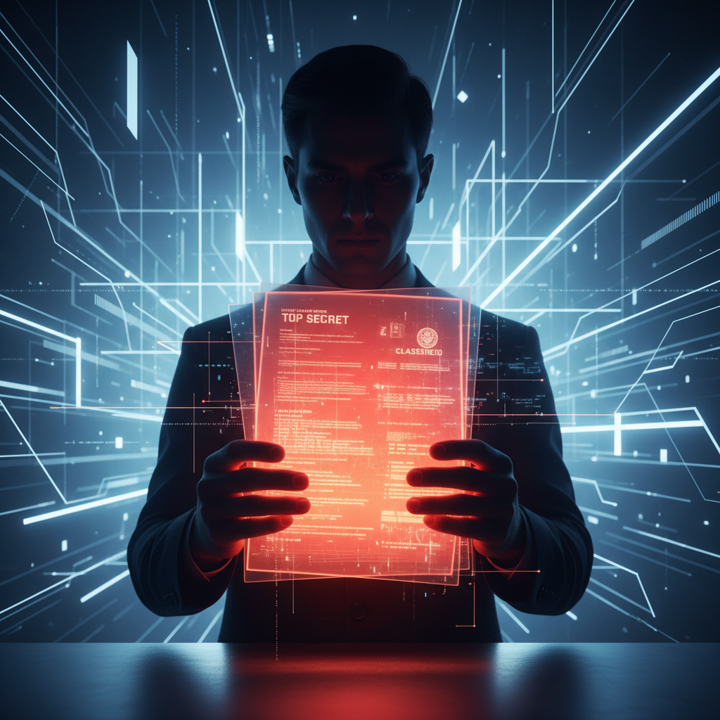 Visual representation of Whistleblower reveals classified documents on government surveillance programs expanding post-2024 elections