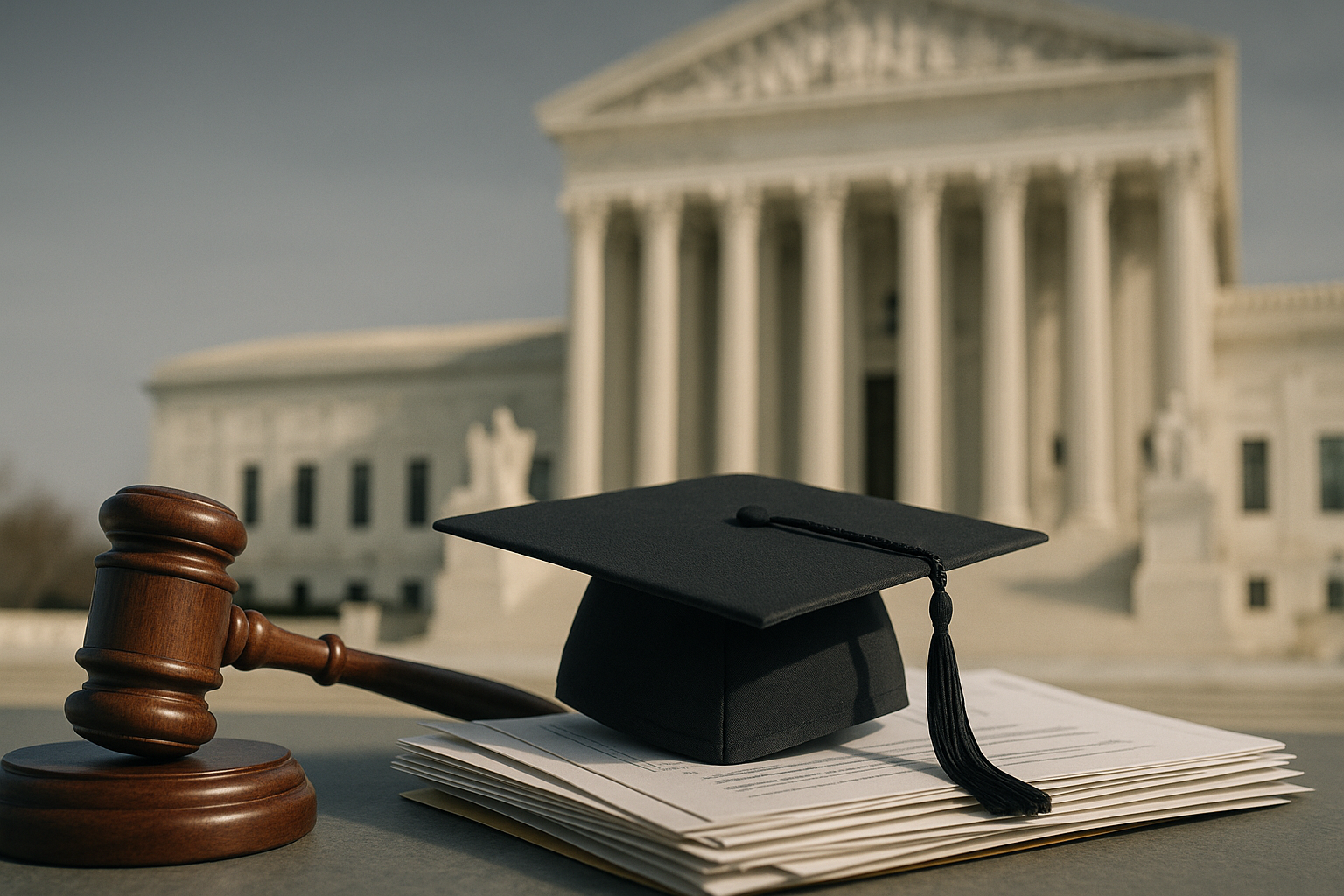 Visual representation of US Supreme Court ruling on student debt cancellation policy