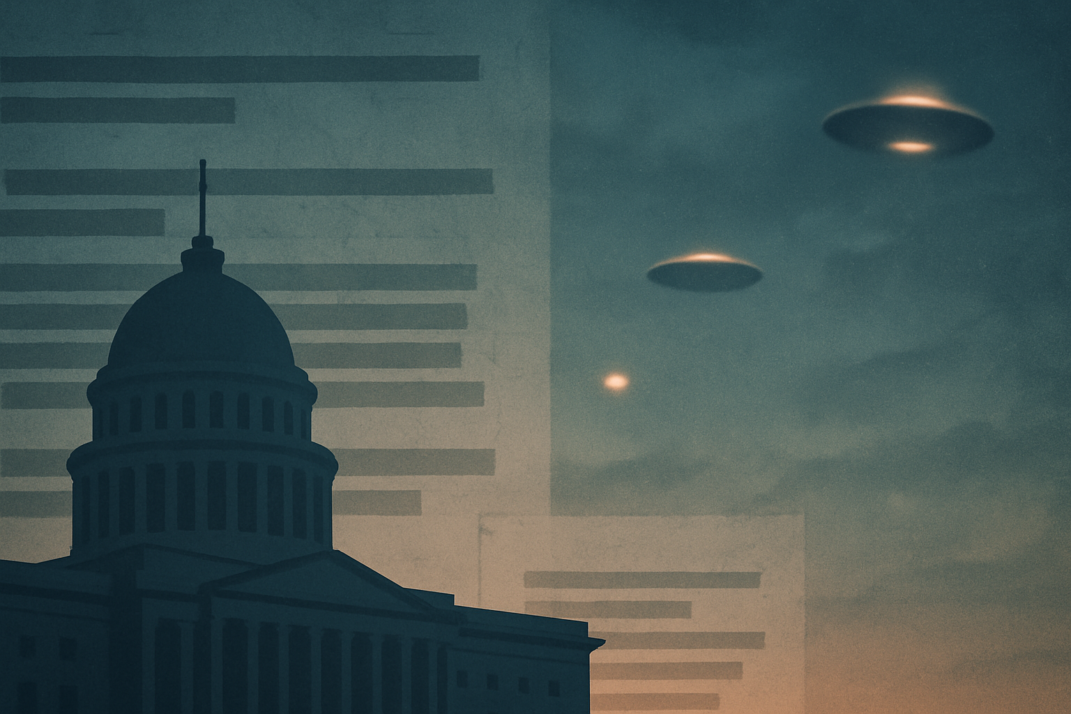 Visual representation of Claims of government involvement in recent UFO disclosures and secrecy around unidentified aerial phenomena