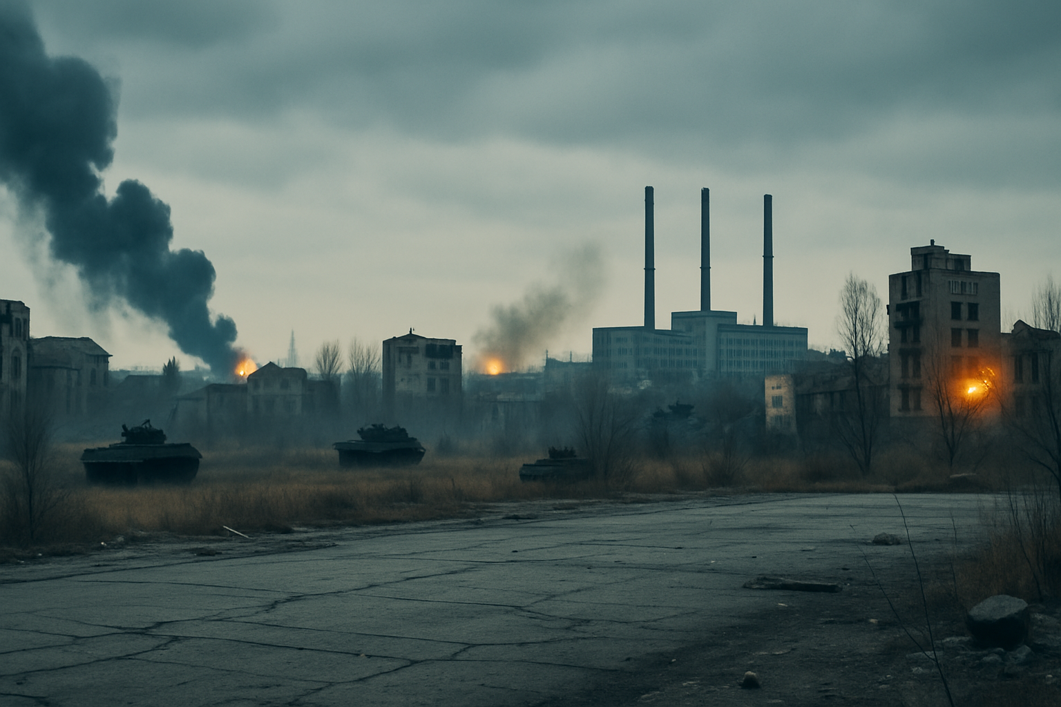 Visual representation of Escalation of conflict in Ukraine with intensified artillery exchanges in Donbas region