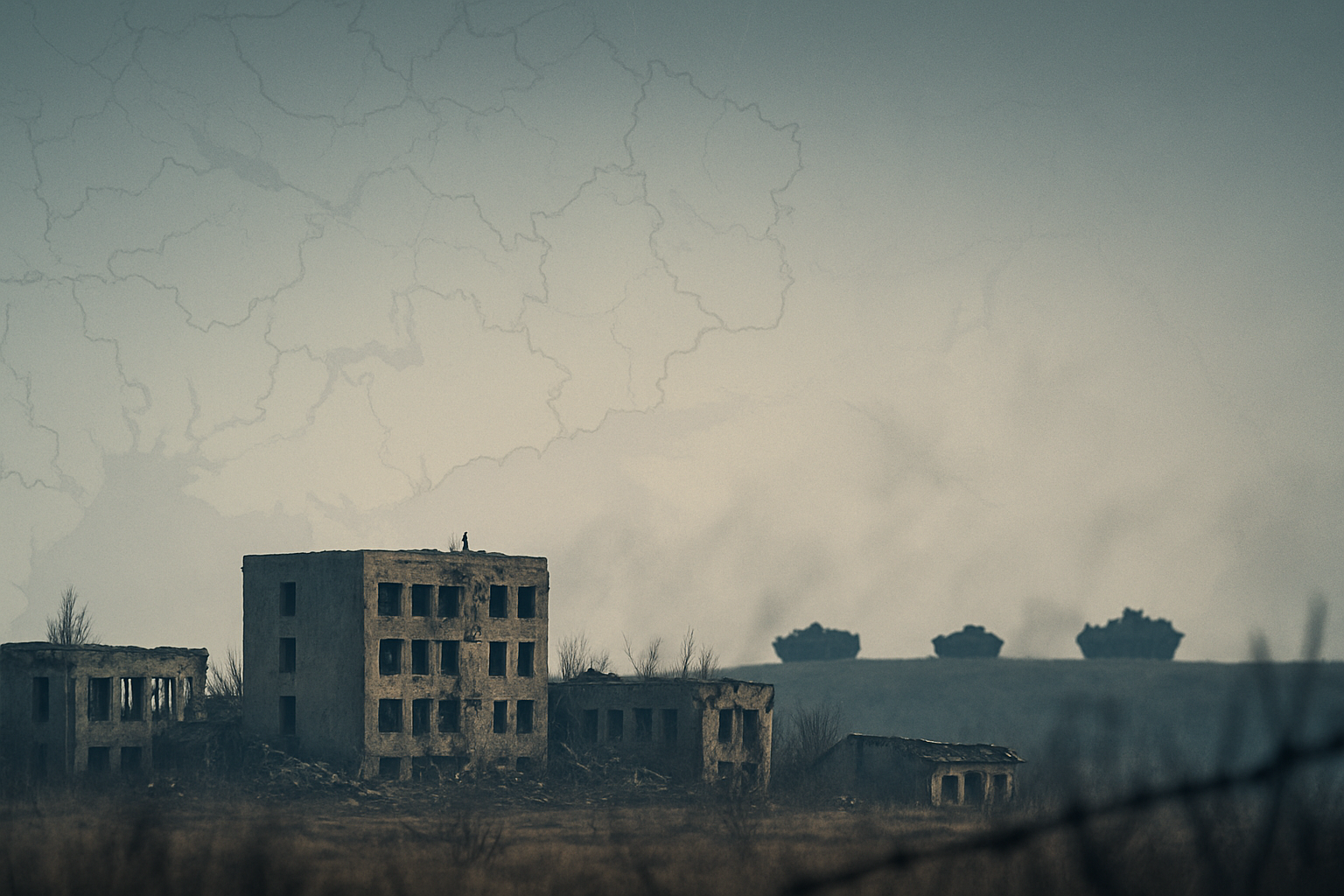 Visual representation of Ongoing conflict and territorial clashes between Russia and Ukraine in eastern Ukraine regions