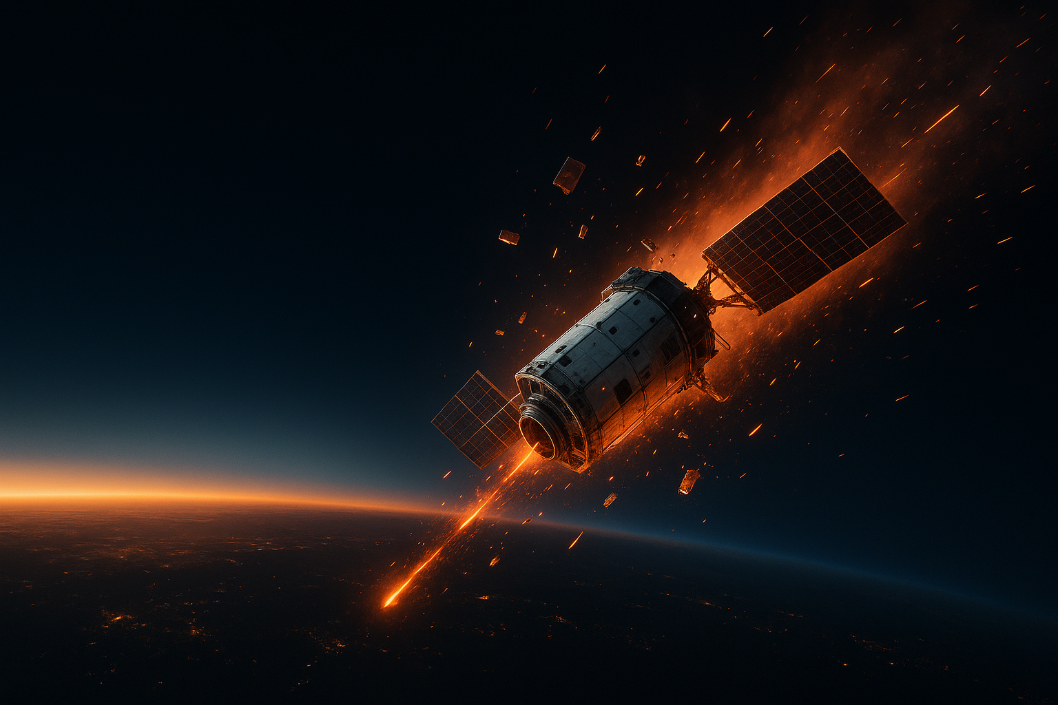 Visual representation of nasa satellite crashing