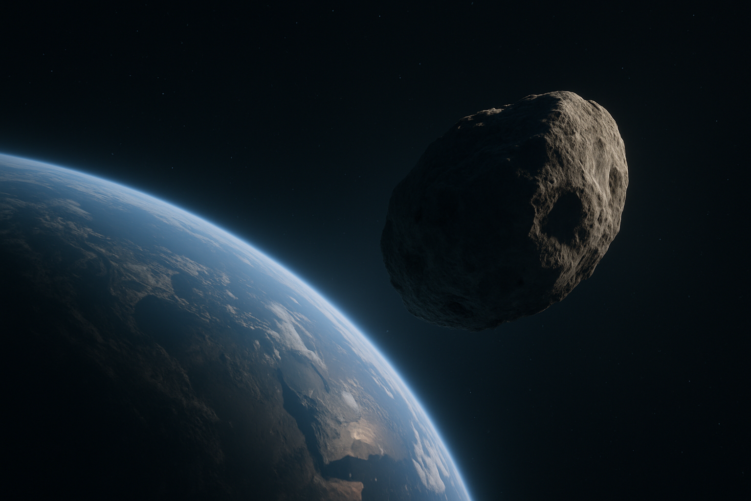 Visual representation of asteroid approaching earth