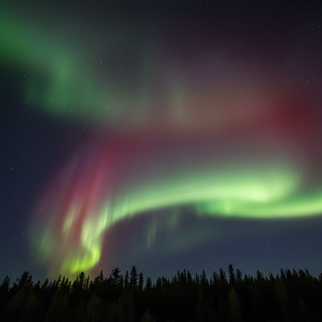 Visual representation of northern lights aurora borealis forecast