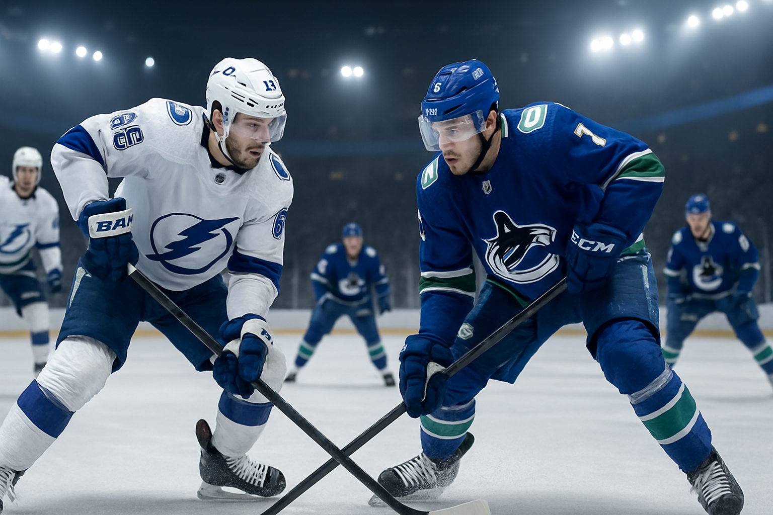 Visual representation of lightning vs canucks