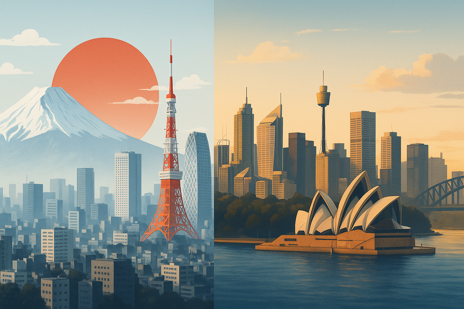 Visual representation of japan vs australia