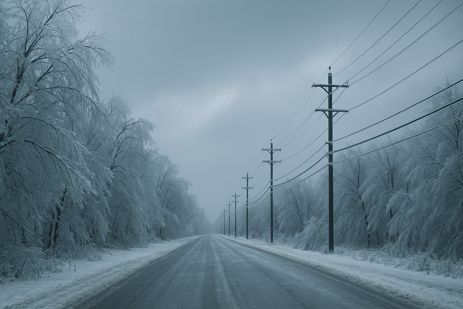 Visual representation of ice storm warning