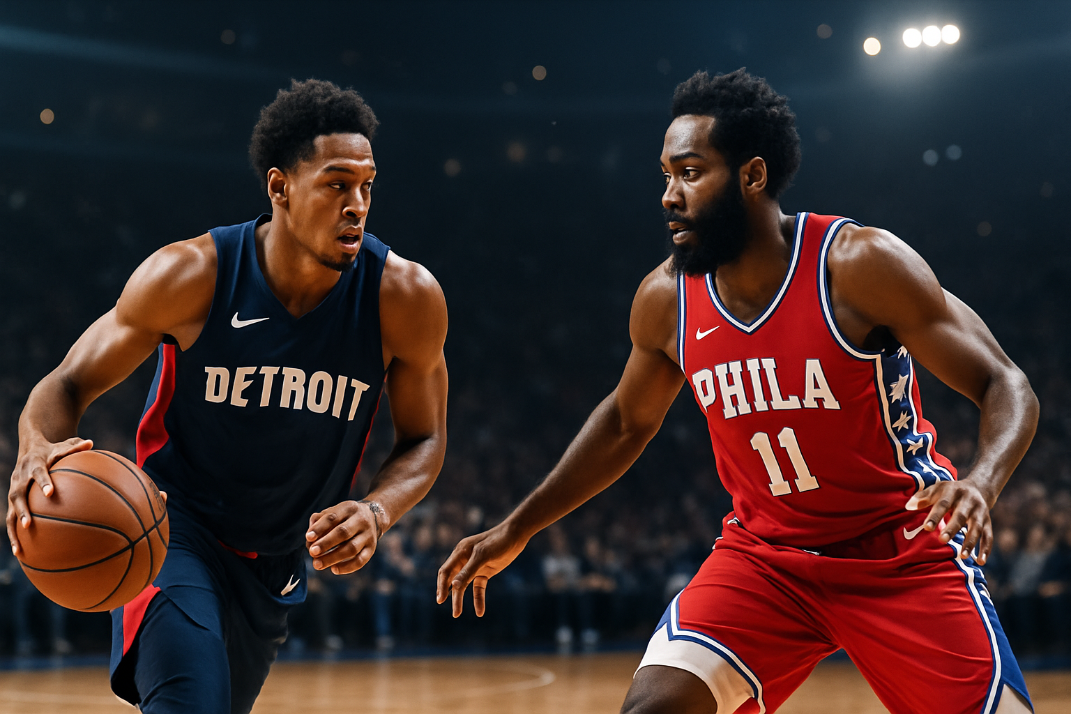 Visual representation of pistons vs 76ers