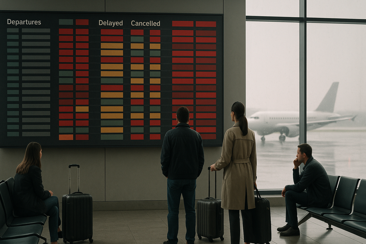 Visual representation of flight cancellation and delay