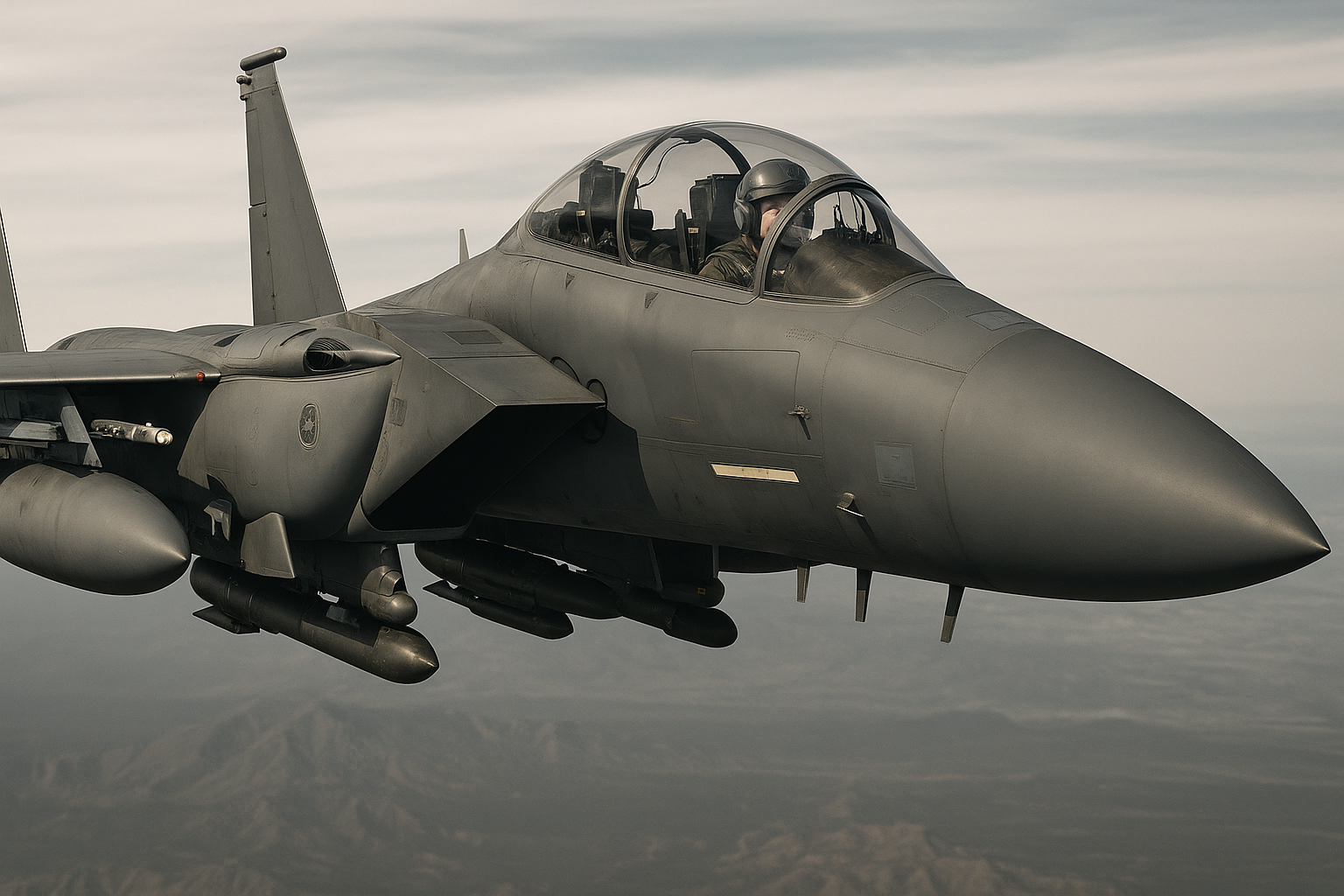 Visual representation of colonel flying f-15e combat mission