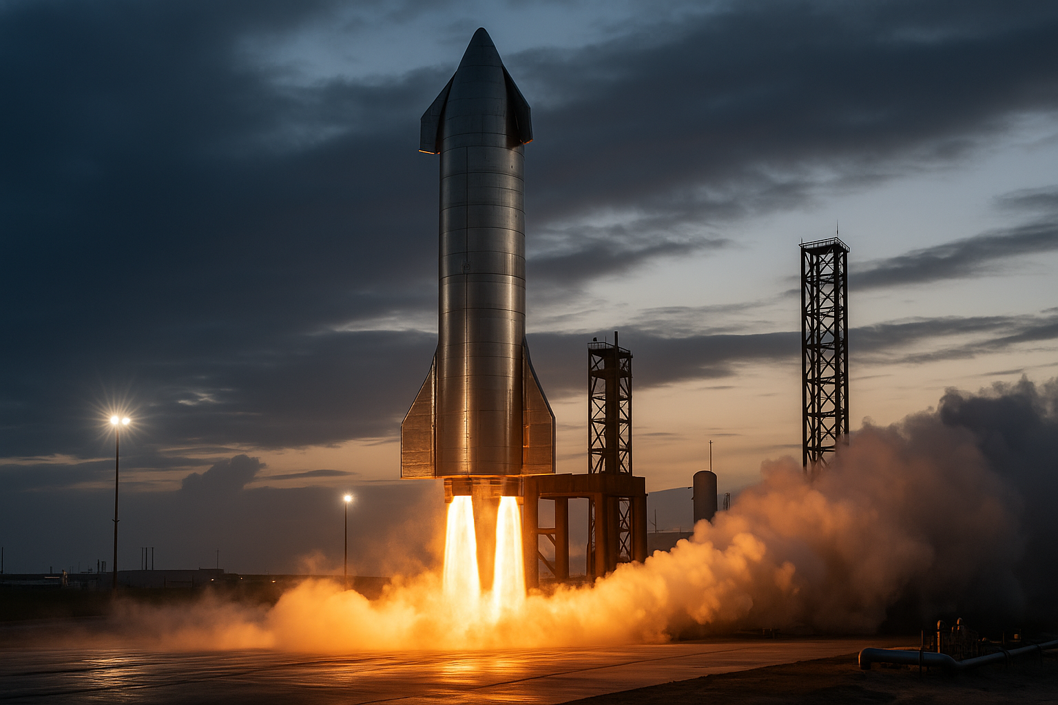 Visual representation of spacex starship engine test