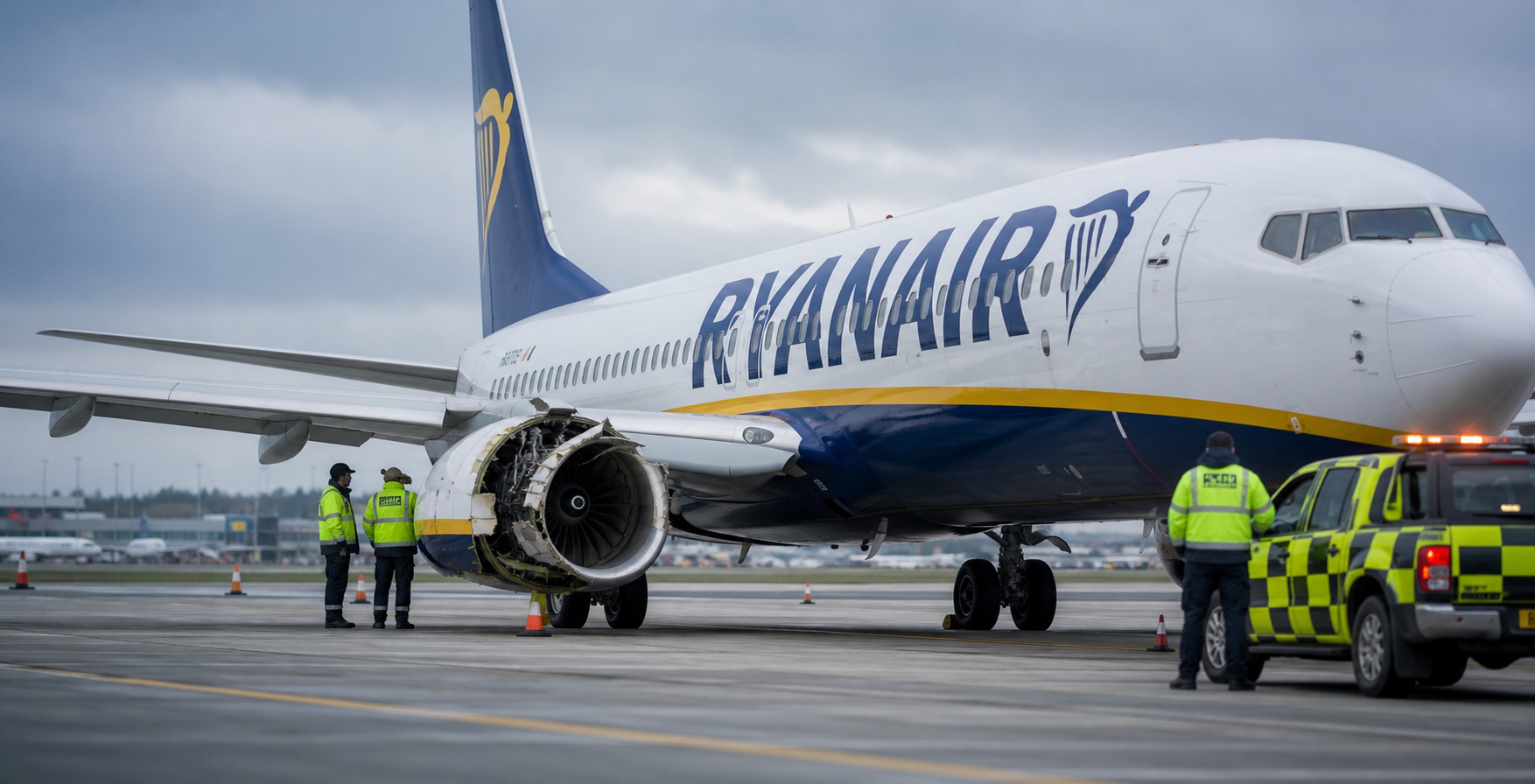 Visual representation of boeing 737 ryanair engine damage