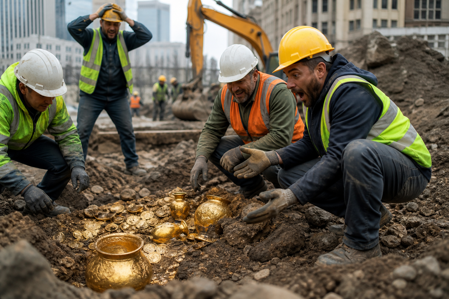 Visual representation of construction workers 10m gold find