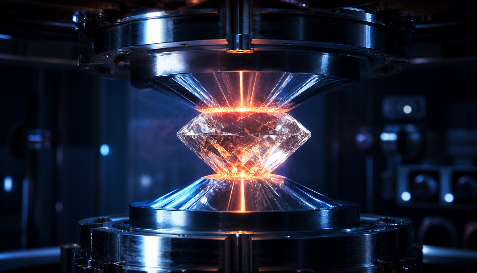 Visual representation of melting diamond under extreme pressure
