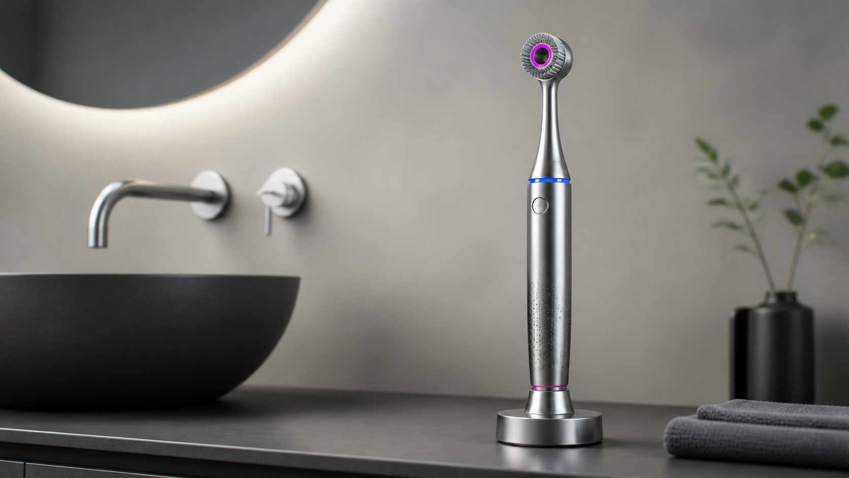 Editorial illustration for "Dyson’s Camera-Powered Toothbrush: Game Changer or Gimmick? Lumen AI Explores"