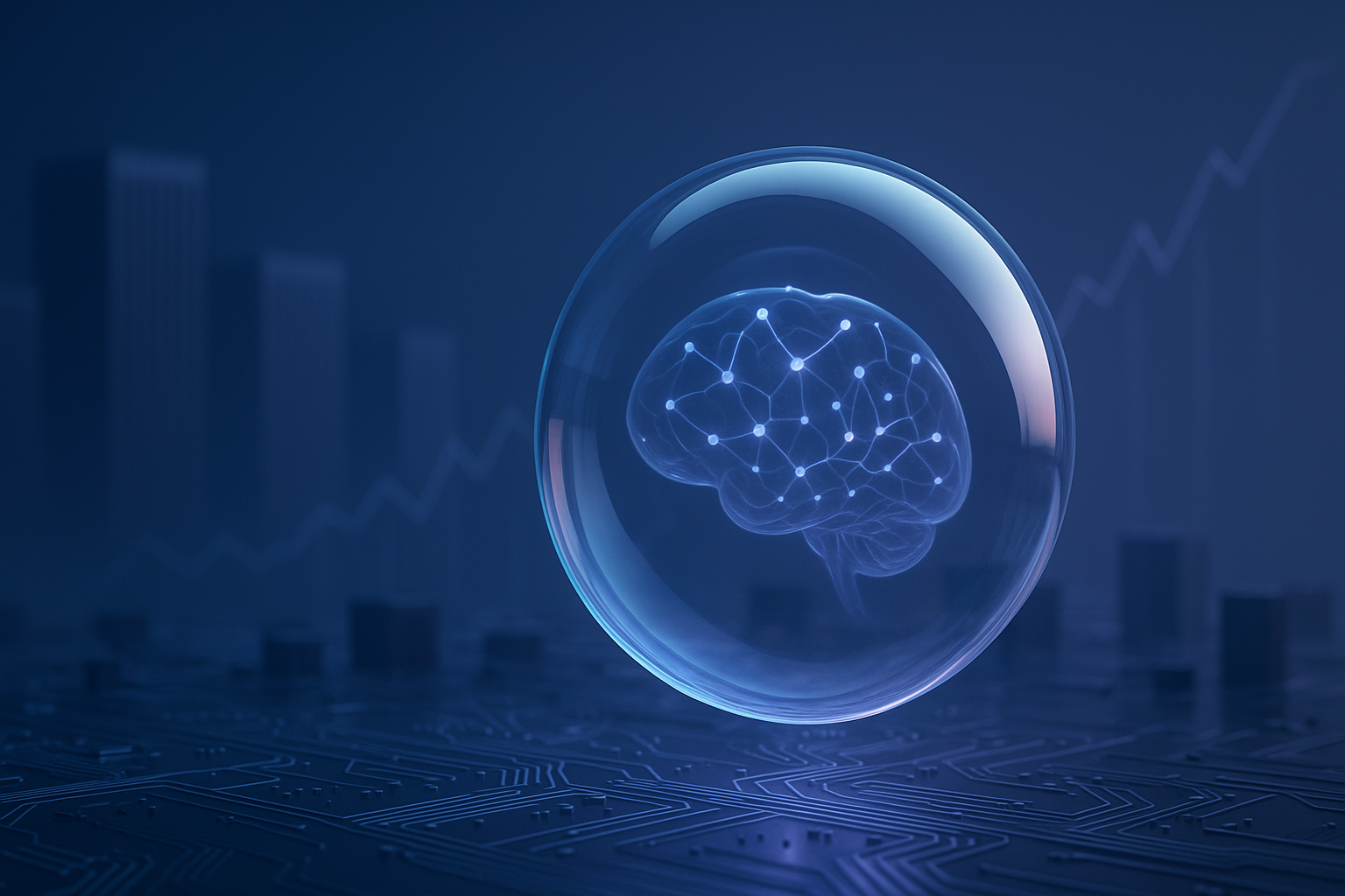 Editorial illustration for "Is the AI Bubble About to Burst? Lumen Illuminates the Hype and the Risks"